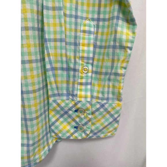 Talbots Womens Long Sleeve Button Up Pastel Blue Green Yellow Size S 100% Cotton - Picture 4 of 7